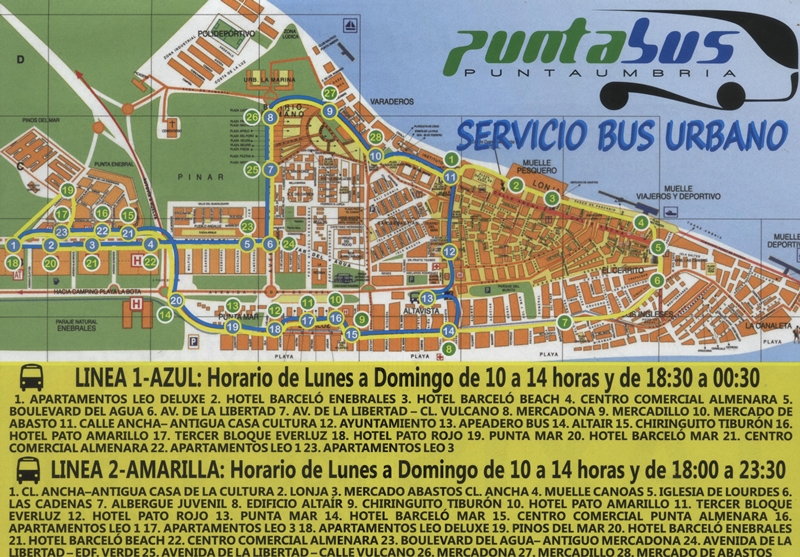 Horario Servicio Urbano de Punta Bus Verano 2014